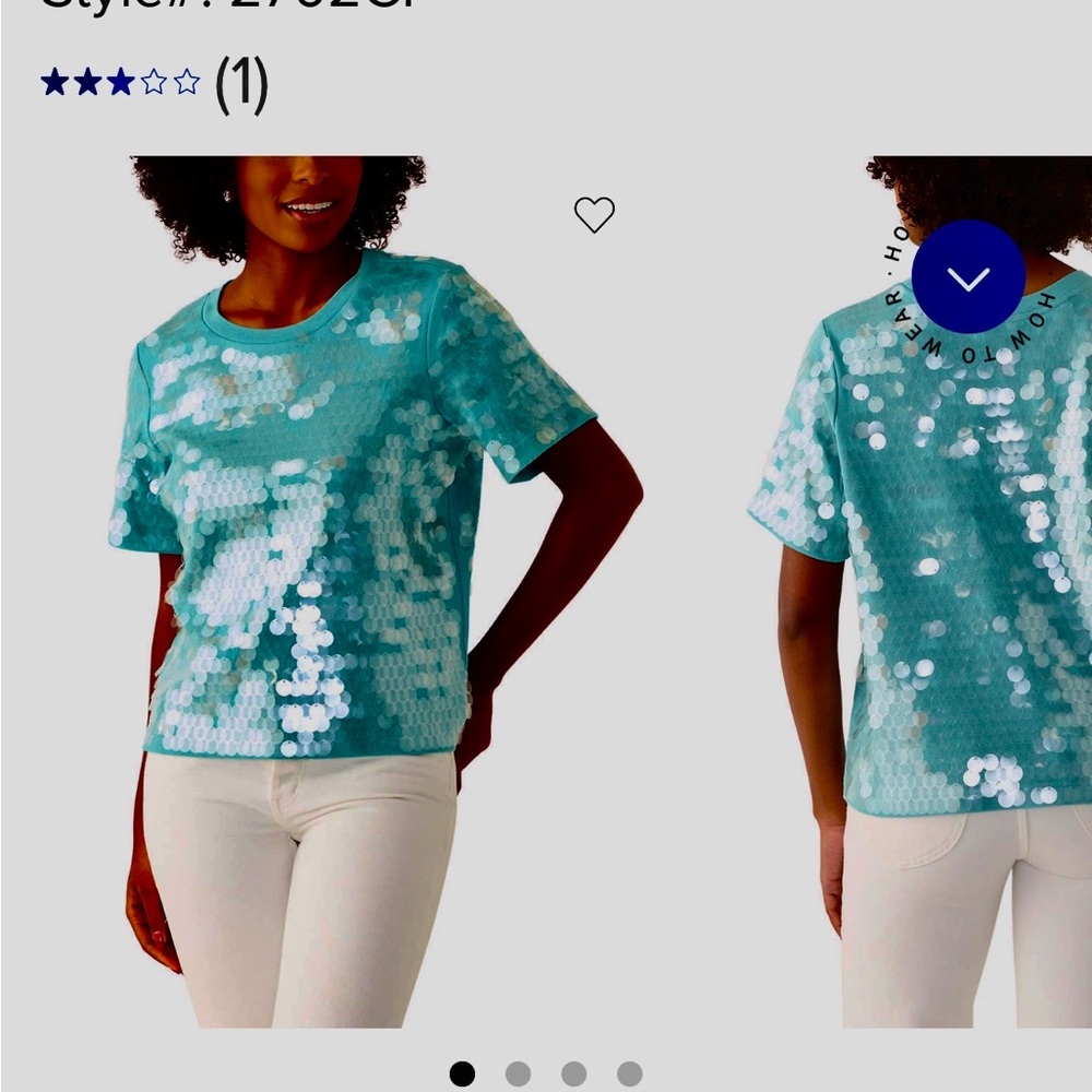 Crown & Ivy Teal Sequin Short Sleeve Top